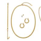 Conjunto Feminino Luxo Colar e Pulseira de Fita com Kit de Brincos e Piercing
