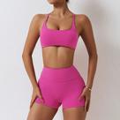 Conjunto Feminino Para Academia Treino Short E Top cor rosa tamanho M