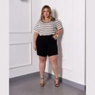Conjunto Feminino Plus Size Casual de Blusa e Shorts com Bolsos