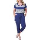 Conjunto Feminino, Plus Size Esportivo, Azul