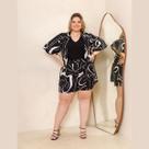 Conjunto Feminino Plus Size Estampado Kimono E Shorts Conjunto Feminino Plus Size Estampado Kimono E Shorts