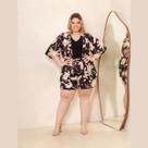 Conjunto Feminino Plus Size Estampado Kimono E Shorts