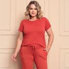 Conjunto Feminino Plus Size Manga Curta Confortável