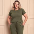 Conjunto Feminino Plus Size Manga Curta Confortável