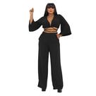 Conjunto Feminino Preto Calça Pantalona e Cropped Social Elegante e Versátil para Festas e Trabalho Plus Size