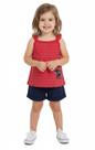 Conjunto Feminino Regata Poá Bolinhas Aplicação Gato C/ Short Tecido Nº 2 Ao 3