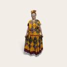 Conjunto Feminino Saia + Bata + Pano de cabeça- Estampa Africana em Ankara