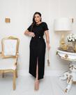 Conjunto Feminino Saia Com Fenda Blusa Top Com Manga Curta