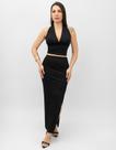 Conjunto Feminino Saia Longa Fenda e Cropeed Decotado Alça Suplex Elegante