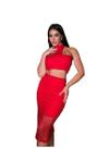 Conjunto Feminino Saia Midi e Cropped Renda Conjunto Feminino Saia Midi e Cropped Renda