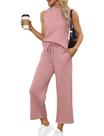 Conjunto Feminino SAMPEEL Verão - 2 Peças, Gola Alta, Rosa, Tamanho L