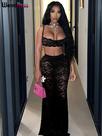 Conjunto Feminino Sexy De 2 Peças Em Tule: Minissaia E Camisole Elástica Para Festas E Baladas -