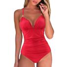 Conjunto feminino sexy de cor sólida oco siamês biquíni com estampa de biquíni