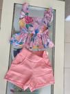 Conjunto feminino short e blusa com alça tamanho 2 anos