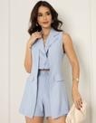 Conjunto Feminino Short E Cropped Colete Duplo Embutido