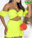 Conjunto feminino short e saia com cropped