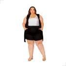 Conjunto Feminino Shorts Colete Liso Plus Size Extra Grande Verão