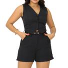Conjunto Feminino Shorts E Colete E Cinto Em Alfaiataria Premium