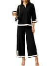 Conjunto feminino Tanming de 2 peças com blusa de tricô e calça pantalona Conjunto feminino Tanming de 2 peças com blusa de tricô e calça pantalona