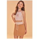 Conjunto Feminino Verão Top Cropped E Saia LILIMOON Cor:BegeTamanho:20 Conjunto Feminino Verão Top Cropped E Saia LILIMOON Cor:BegeTamanho:20