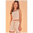 Conjunto Feminino Verão Top e Shorts LILIMOON Cor:BebeTamanho:12 Conjunto Feminino Verão Top e Shorts LILIMOON Cor:BebeTamanho:12