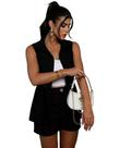 Conjunto Feminino Viscolinho Shorts e Colete Alfaiataria Lançamento 1471