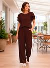Conjunto Feminino Viscomida Elegante Slim Blusa Manga Curta