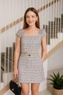 Conjunto Feminino Xadrez Alfaiataria Blusa + Saia Tamanhos P ao GG