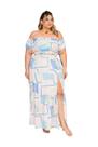 Conjunto Feminio Plus Size Saia Longa E Cropped Com Lastex