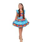 Conjunto Festa Junina Caipira Azul Xadrez 4 a 12 anos