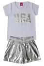Conjunto Festas Blusa e Shorts - Prata