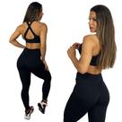 CONJUNTO FITNESS ACADEMIA CALÇA EMPINA BUMBUM E TOP PRETO - Tam único