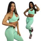 CONJUNTO FITNESS CALÇA EMPINA BUMBUM E TOP VERDE MENTA - Tam único