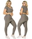 Conjunto Fitness Calça Saia Legging Cintura Alta e Top Academia The Start Suplex Treino Moda Evangélica