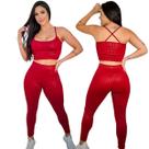 Conjunto Fitness Feminino 3D Top com Bojo + Legging Longa