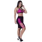Conjunto Fitness Feminino Bermuda Tiras Degrade + Top Bojo Decotado Orbis Rosa