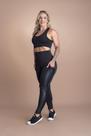Conjunto Fitness Feminino Calça Legging Cintura Alta Com Bolso Lateral Cirrê Couro e Top Liso Básico Nadador Academia F7 NEW STYLE