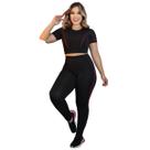 Conjunto Fitness Feminino Calça Legging e Cropped Academia