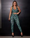 Conjunto Fitness Feminino Estampado com Cropped e Calça Empina Bumbum
