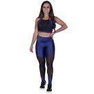 Conjunto Fitness Feminino Legging Recortes Tela + Top Frente Única Tela e Bojo Cirrê 3D Orbis