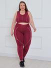 Conjunto Fitness Feminino Plus Size Vinho G1 48-50 Top e Legging com Bolso Conjunto Fitness Feminino Plus Size Vinho G1 48-50 Top e Legging com Bolso