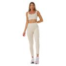 Conjunto Fitness Feminino Top e Calça Legging Jacquard Fosco Textura Animal Print Acetinado UV50+