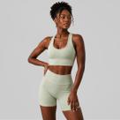 Conjunto Fitness Feminino Top E Short Canelado Poliamida