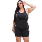 Conjunto Fitness Plus Size Feminino Suplex Academia Top Nadador Short com Bolso Cós Alto Modelador Suplex Zero Transparência Tendencia