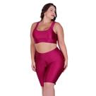 Conjunto Fitness Plus Size Top com Bojo Removível e Bermuda Cintura Alta 3D- c12 CONJUNTO BRUNA