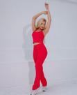 Conjunto Fitness Poliamida Zero Transparência Calça Bailarina e Top Vermelho