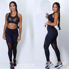 Conjunto fitness preto com tule