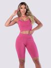 Conjunto Fitness Roupa de Academia Corrida Treino Malhar Top Com Bojo Removível Bermuda Cintura Alta