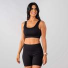 Conjunto Fitness Short E Top Alça Canelado Preto Alma Genius