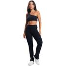 Conjunto Fitness Top e Calça Canelado Bella Fiore Poliamida Assimétrico Fitness Musculação Treino Tamanho:GCor:PretoGê